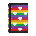 White Heart On LGBT Pride Striped Print Trifold Wallet