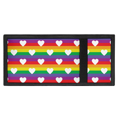 White Heart On LGBT Pride Striped Print Trifold Wallet