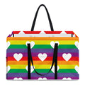 White Heart On LGBT Pride Striped Print Utility Tote Bag