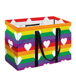 White Heart On LGBT Pride Striped Print Utility Tote Bag