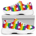 White Heart On LGBT Pride Striped Print White Chunky Shoes