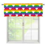 White Heart On LGBT Pride Striped Print Window Valance