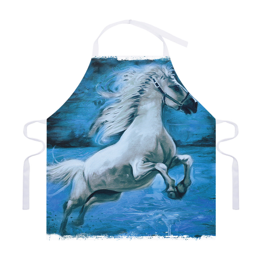 White Horse Painting Print Adjustable Apron