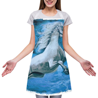 White Horse Painting Print Adjustable Apron