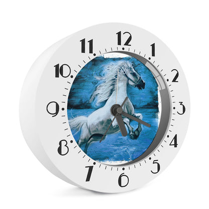 White Horse Painting Print Alarm Clock
