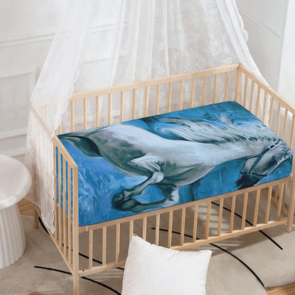 White Horse Painting Print Baby Crib Sheet