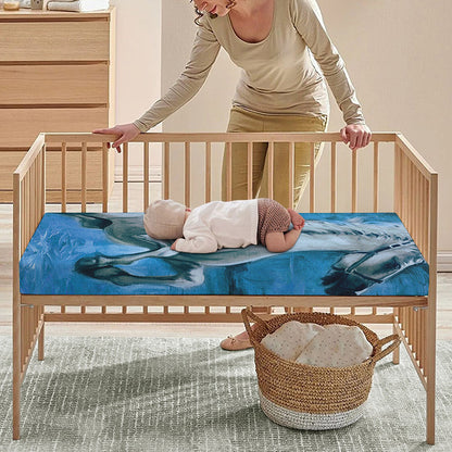 White Horse Painting Print Baby Crib Sheet