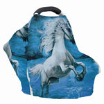 White Horse Painting Print Baby Seat Cover