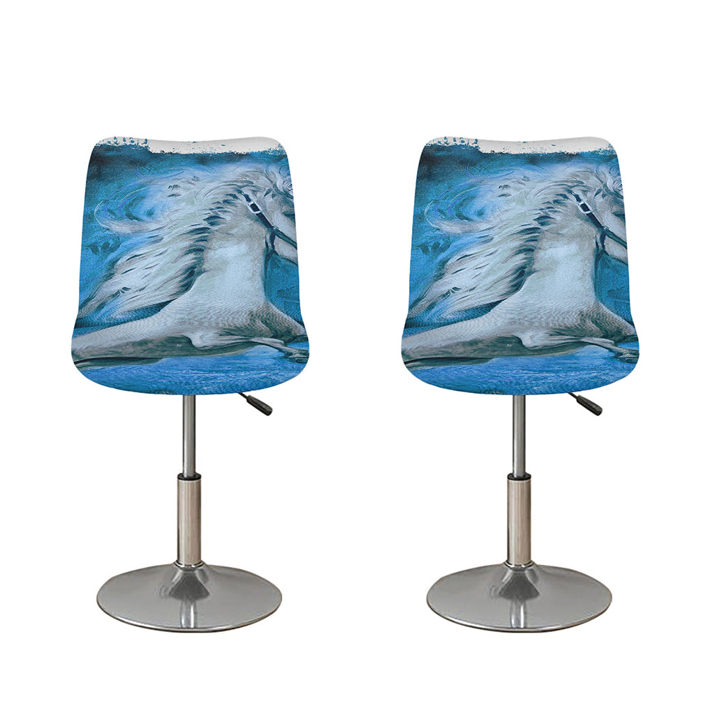 White Horse Painting Print Bar Stool Covers