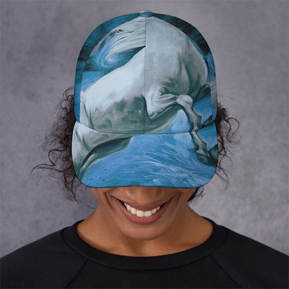White Horse Painting Print Baseball Cap