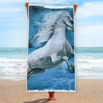 White Horse Painting Print Beach Towel