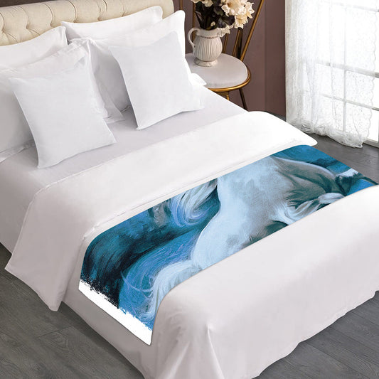 White Horse Painting Print Bed Runner