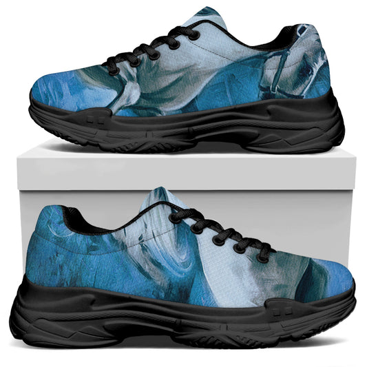 White Horse Painting Print Black Chunky Shoes
