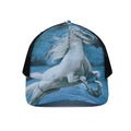 White Horse Painting Print Black Mesh Trucker Hat