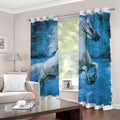 White Horse Painting Print Dimout Grommet Curtains
