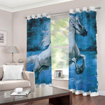 White Horse Painting Print Blackout Grommet Curtains