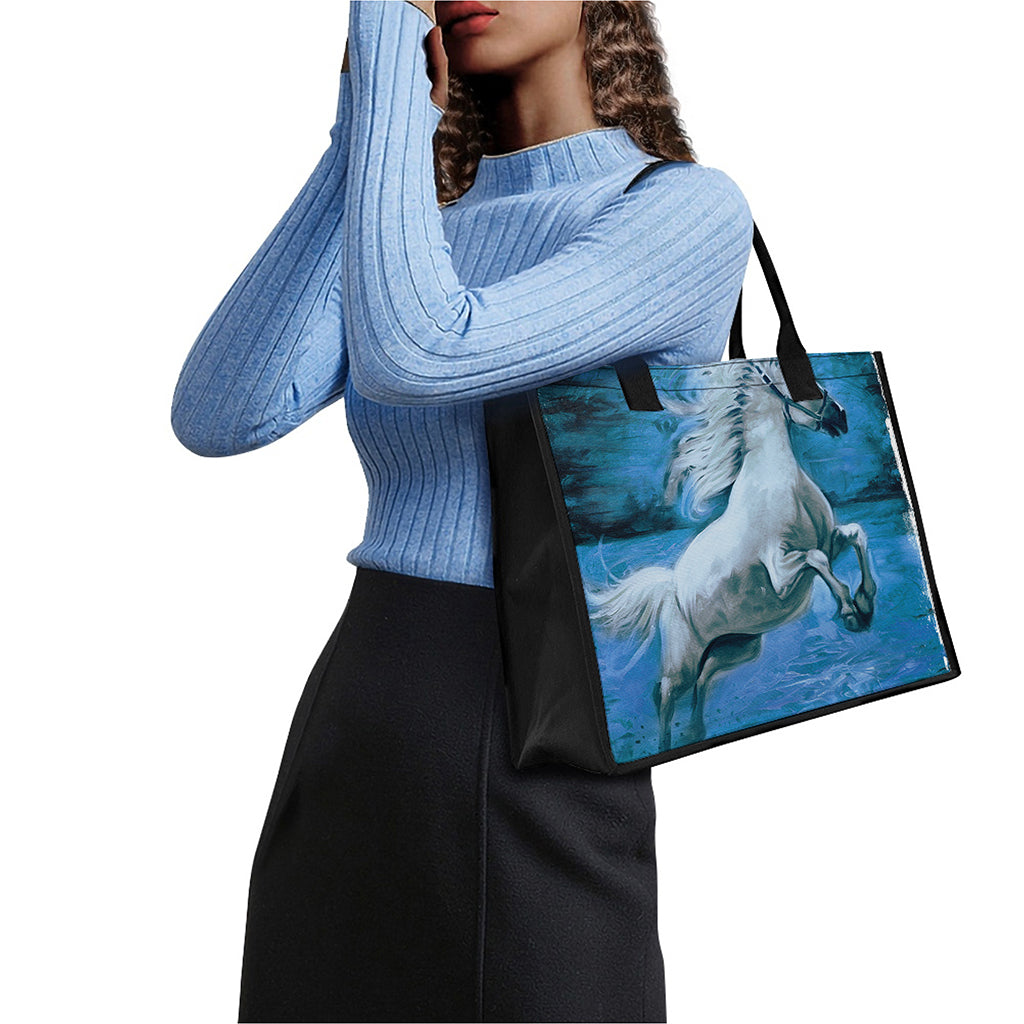 White Horse Painting Print Canvas Tote Bag