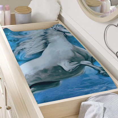 White Horse Painting Print Changing Pad Cover