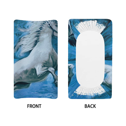White Horse Painting Print Changing Pad Cover