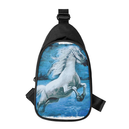 White Horse Painting Print Chest Bag