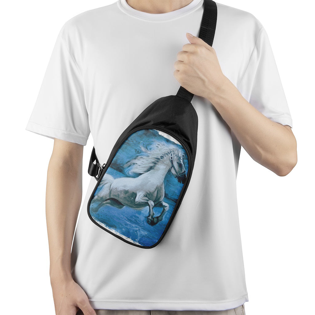 White Horse Painting Print Chest Bag