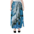 White Horse Painting Print Chiffon Maxi Skirt