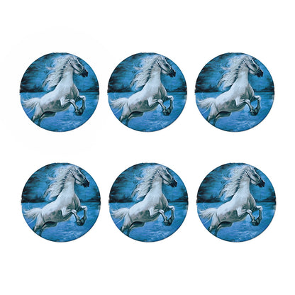 White Horse Painting Print Coaster Set