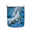 White Horse Painting Print Collapsible Laundry Basket