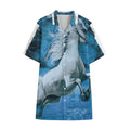 White Horse Painting Print Cotton Hawaiian Shirt