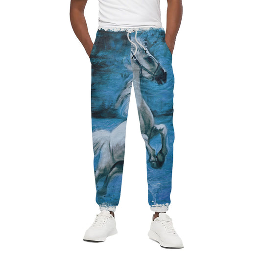 White Horse Painting Print Cotton Pants