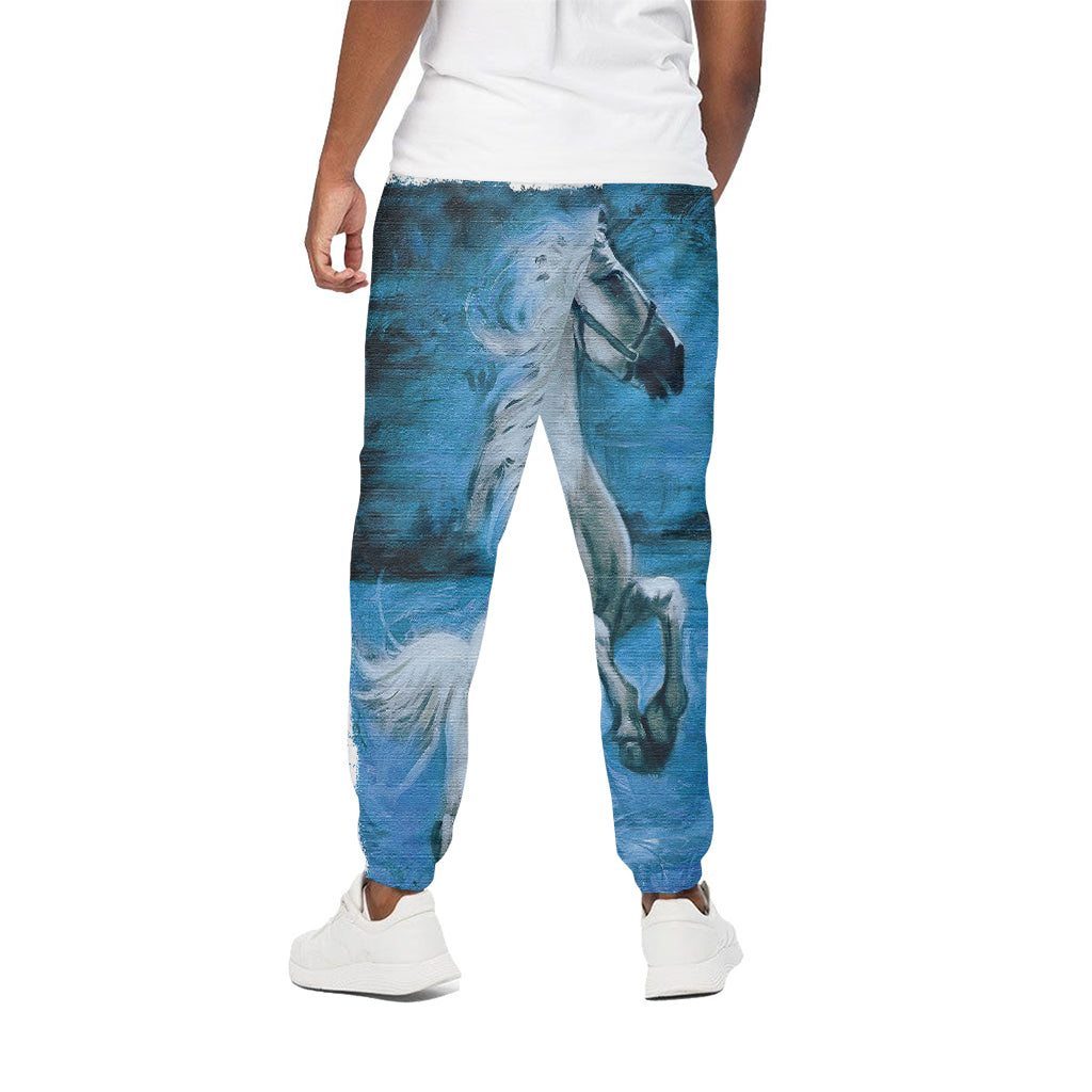 White Horse Painting Print Cotton Pants
