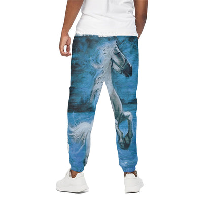 White Horse Painting Print Cotton Pants