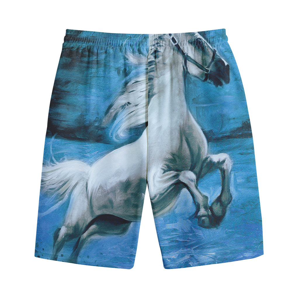 White Horse Painting Print Cotton Shorts