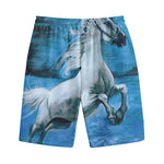 White Horse Painting Print Cotton Shorts