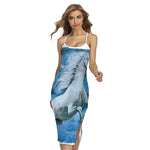 White Horse Painting Print Cross Back Cami Dress