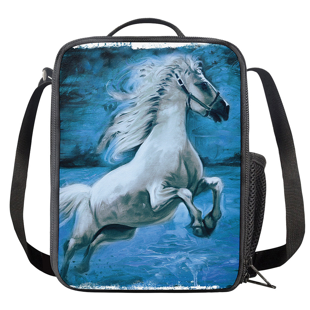 White Horse Painting Print Crossbody Lunch Bag