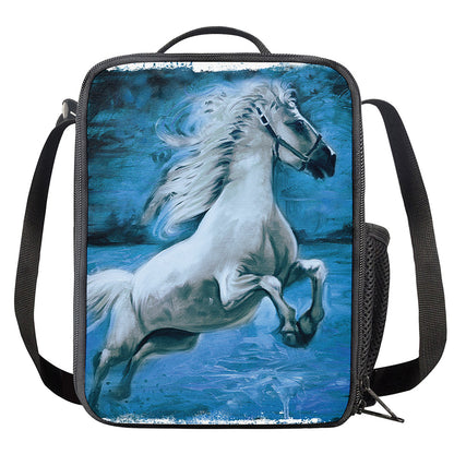 White Horse Painting Print Crossbody Lunch Bag