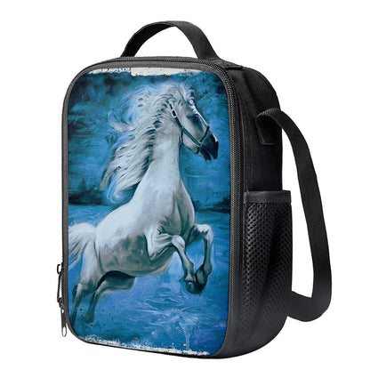 White Horse Painting Print Crossbody Lunch Bag
