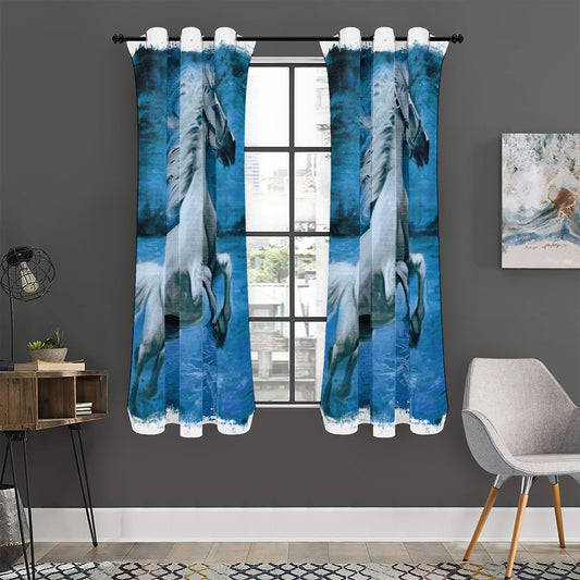 White Horse Painting Print Curtain