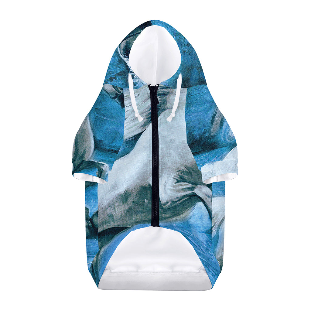 White Horse Painting Print Dog Zip Up Hoodie