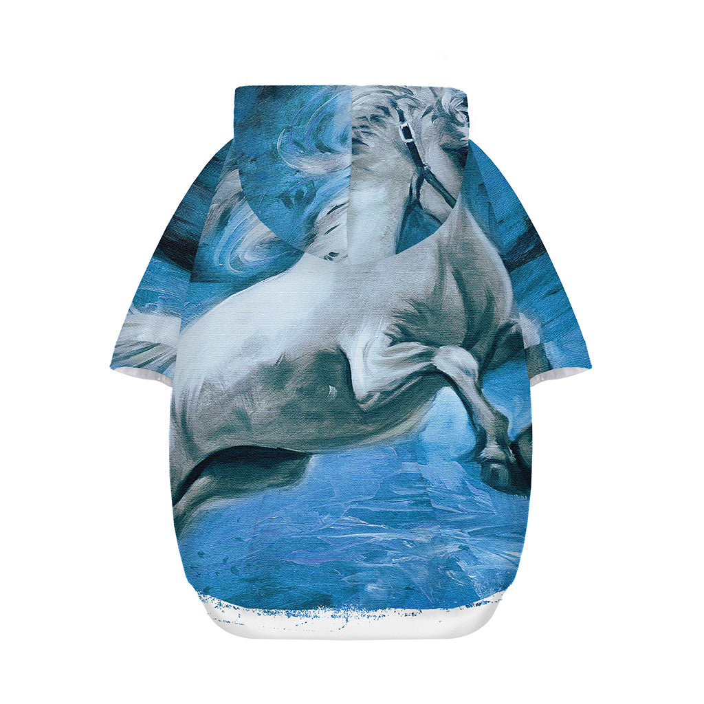 White Horse Painting Print Dog Zip Up Hoodie