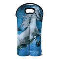 White Horse Painting Print Double Neoprene Wine Tote