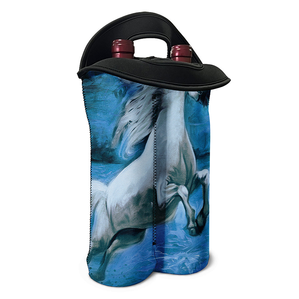 White Horse Painting Print Double Neoprene Wine Tote