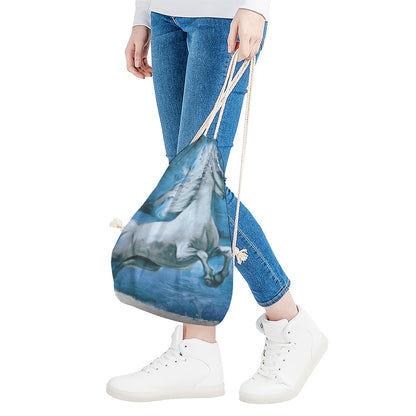 White Horse Painting Print Drawstring Bag
