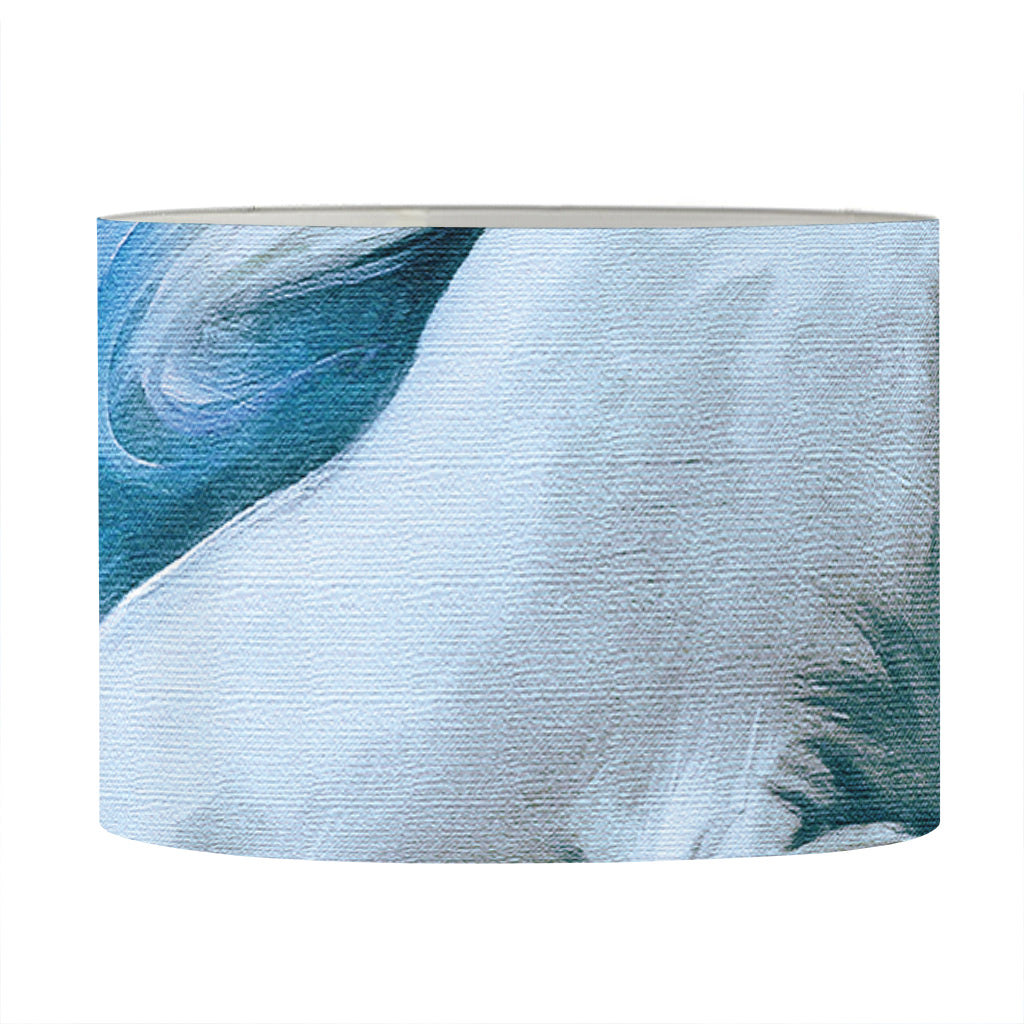 White Horse Painting Print Drum Lamp Shade