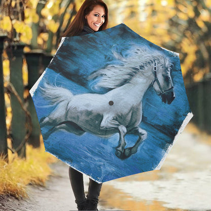 White Horse Painting Print Foldable Umbrella