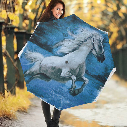 White Horse Painting Print Foldable Umbrella