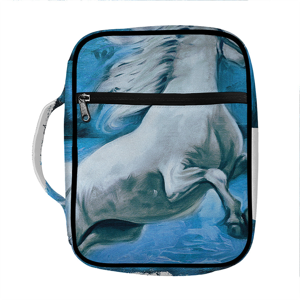 White Horse Painting Print Front Pocket Bible Bag