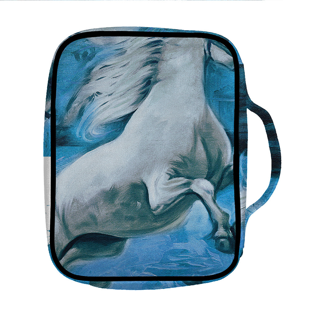 White Horse Painting Print Front Pocket Bible Bag