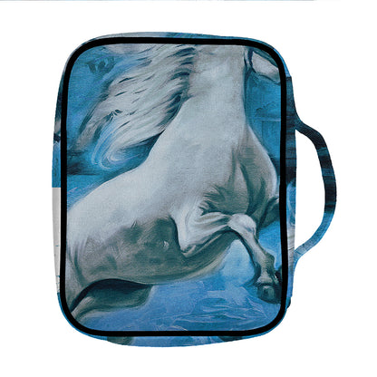 White Horse Painting Print Front Pocket Bible Bag